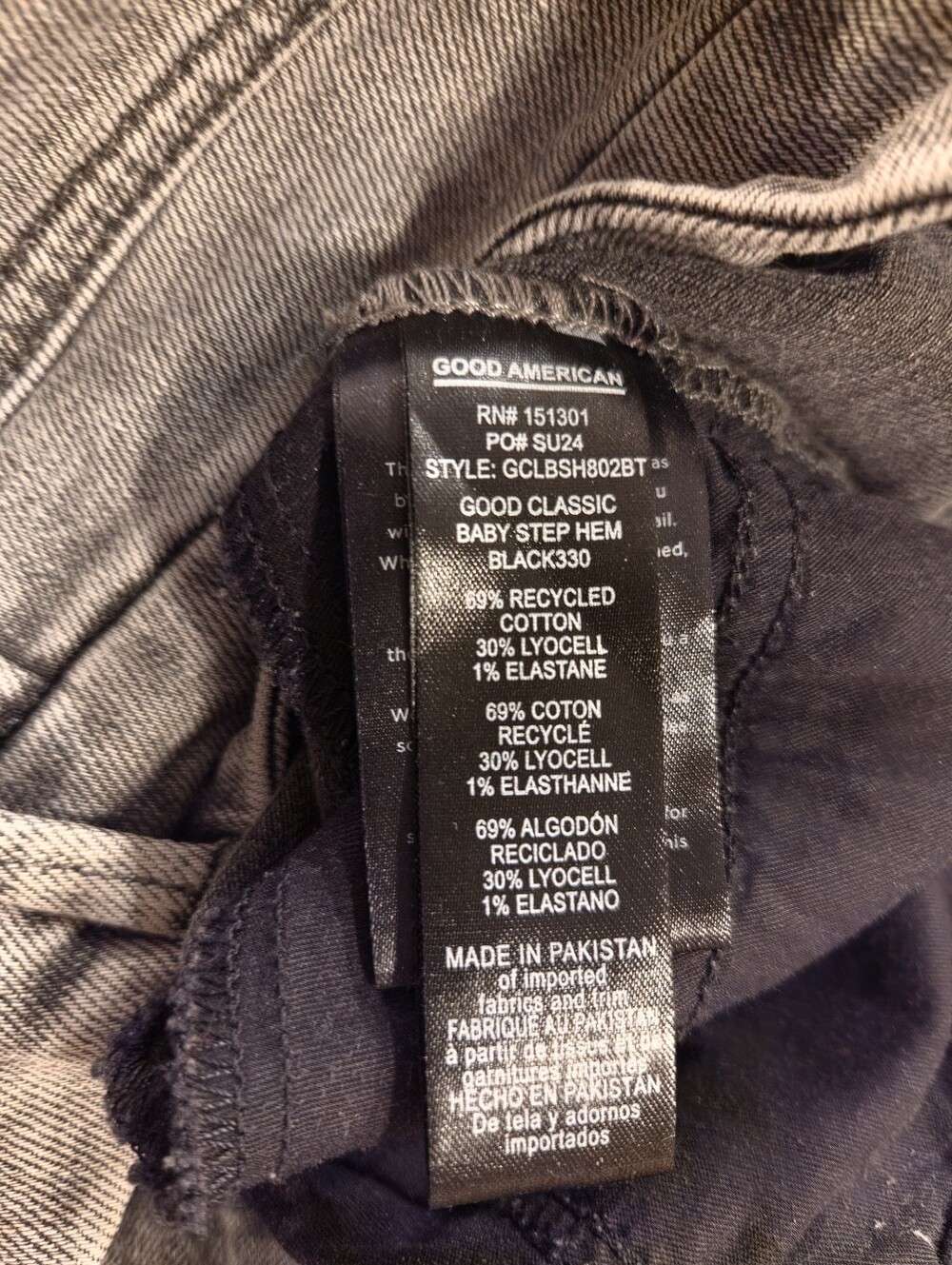 Good American Gray Acid Wash Straight Leg Jeans - Picture 10 of 15